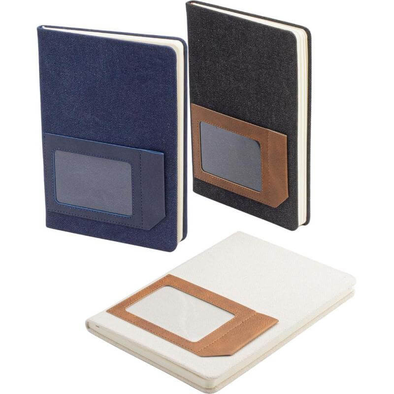 ADANA - Santhome Recycled Canvas A5 Hard Cover Notebook with PU Pocket
