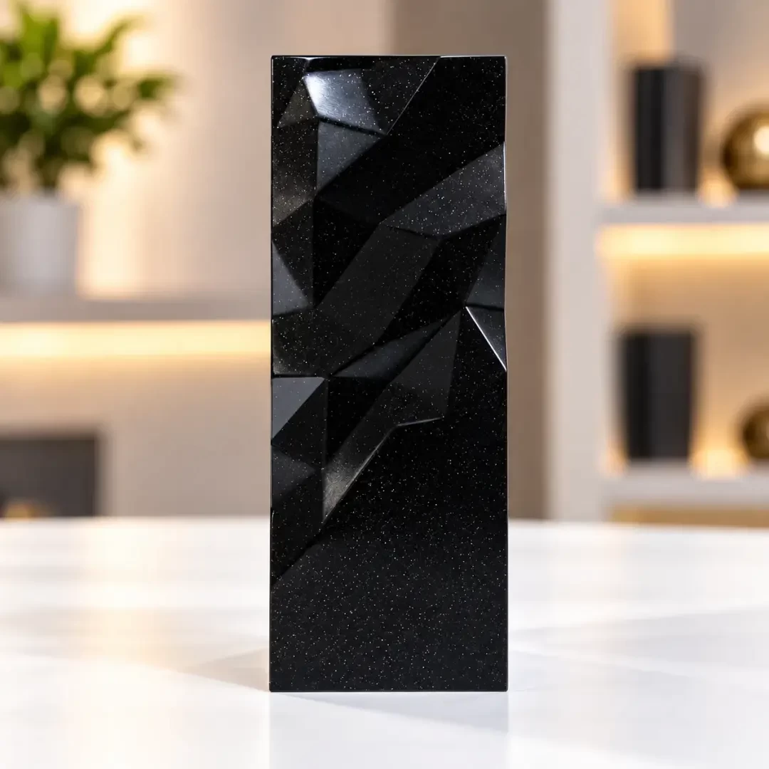 Black Geometric Faceted Crystal Award