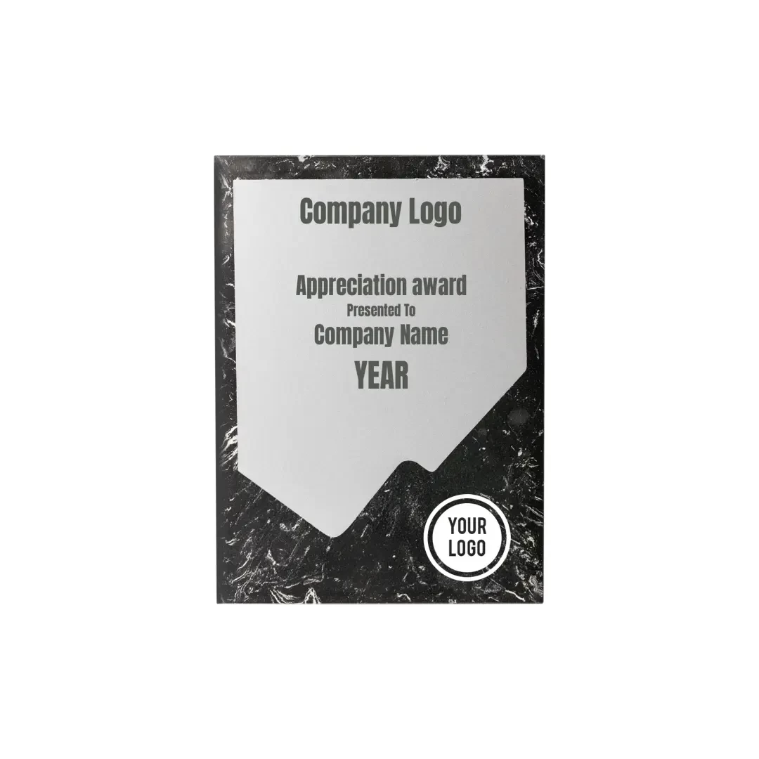 Black Stone Plaque Award with Metal Plate