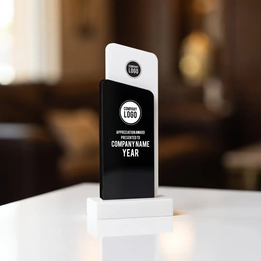 Black and White Crystal Trophy