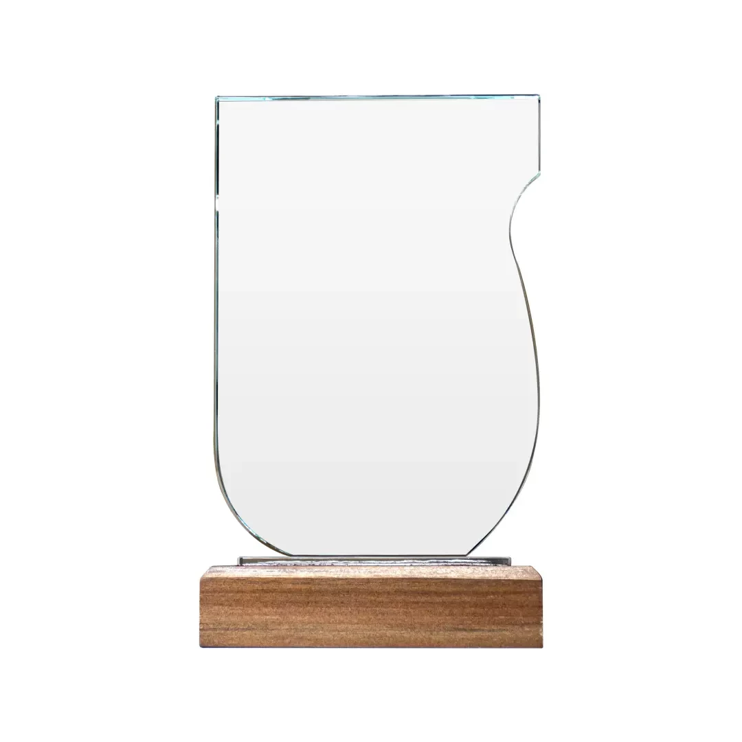 Crystal Award With Wooden Base