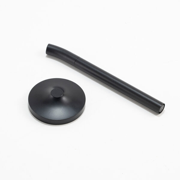 DESK MAGPEN – Sleek Matte Black Aluminum Roller Pen with 0.7mm Blue Ink & Matching Stainless Steel Base