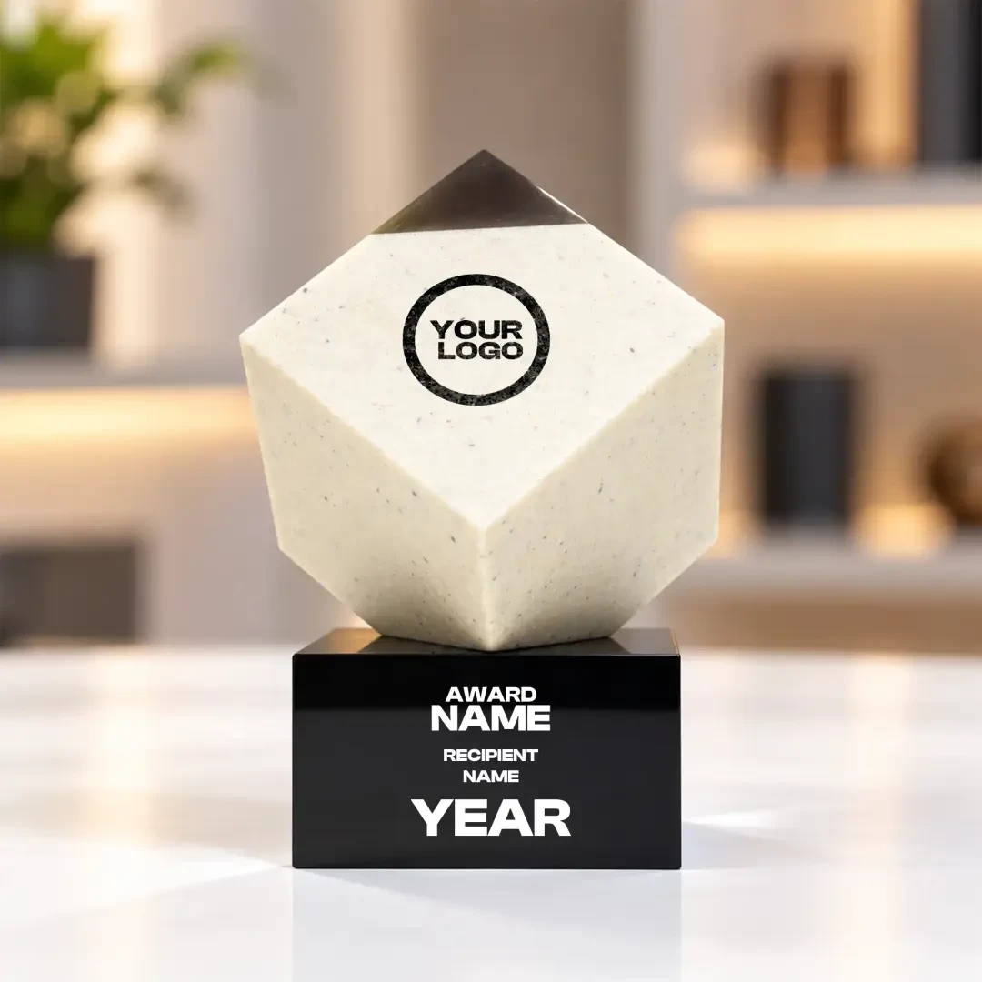 Diamond Corner Crystal Award with Black Base