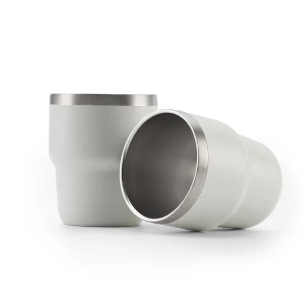 ESPRESSO STACKABLE – Stylish 80ml Double-Wall Stainless Steel Espresso Cups with Silver-Lined Lid & Premium Gift Box