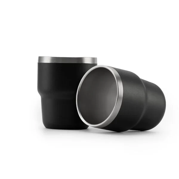 ESPRESSO STACKABLE – Stylish 80ml Double-Wall Stainless Steel Espresso Cups with Silver-Lined Lid & Premium Gift Box