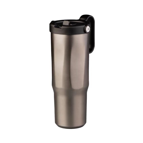 EXPLORER Powder Coating – Versatile 900ml Recycled Stainless Steel Mug with Straw