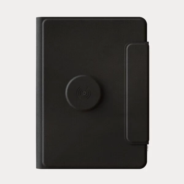 FLAPNOTE POWER – Elegant PU Notebook with 64 Sheets & Built-In 5000mAh Wireless Charging Power Bank for On-the-Go Productivity