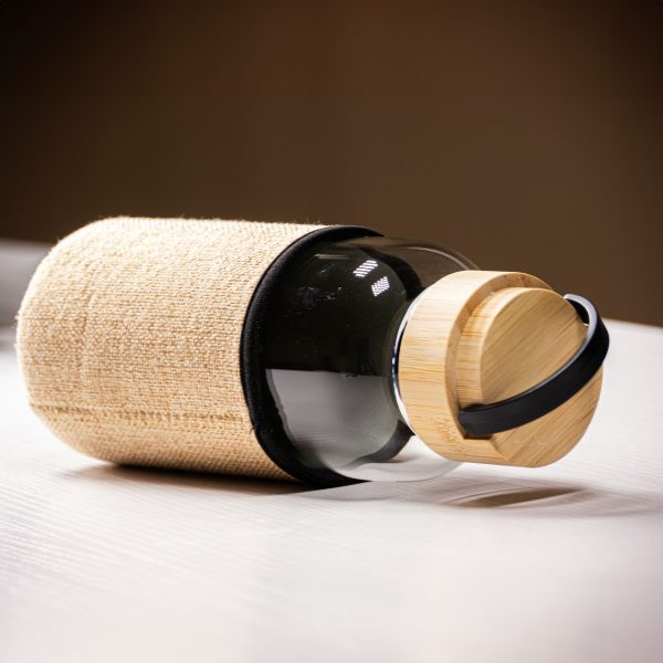 Glass Bottle with Jute Sleeve and Bamboo Lid