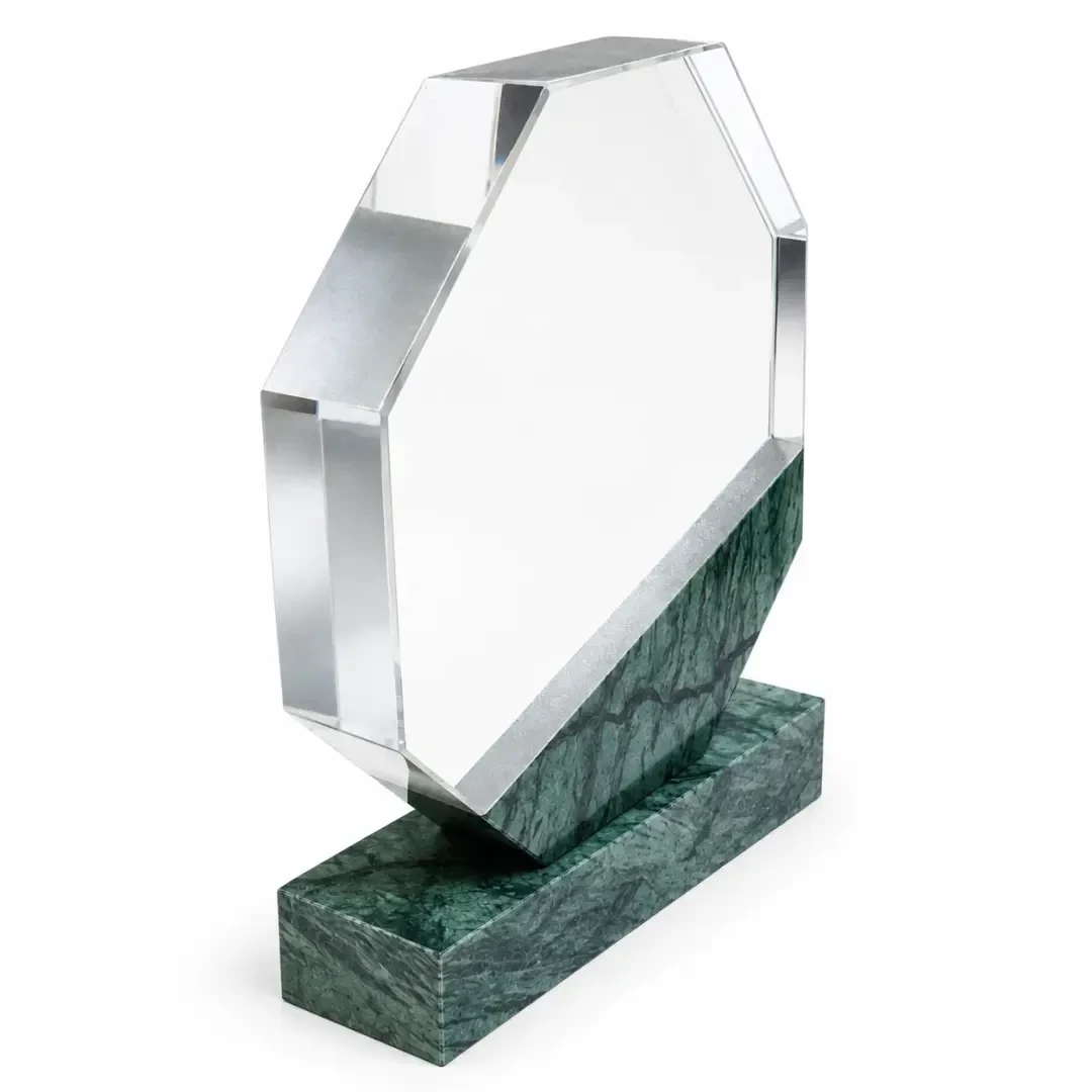 Green Marble Octagonal Crystal Award