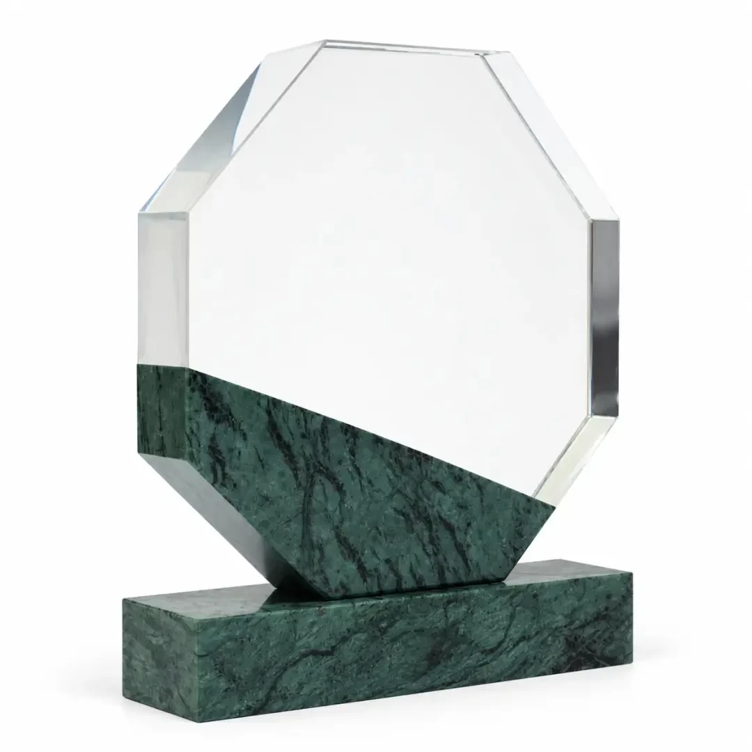 Green Marble Octagonal Crystal Award
