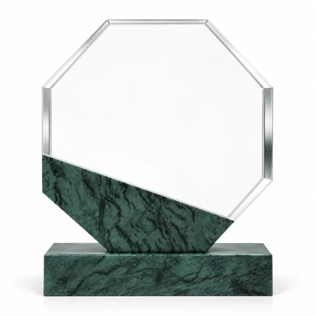 Green Marble Octagonal Crystal Award