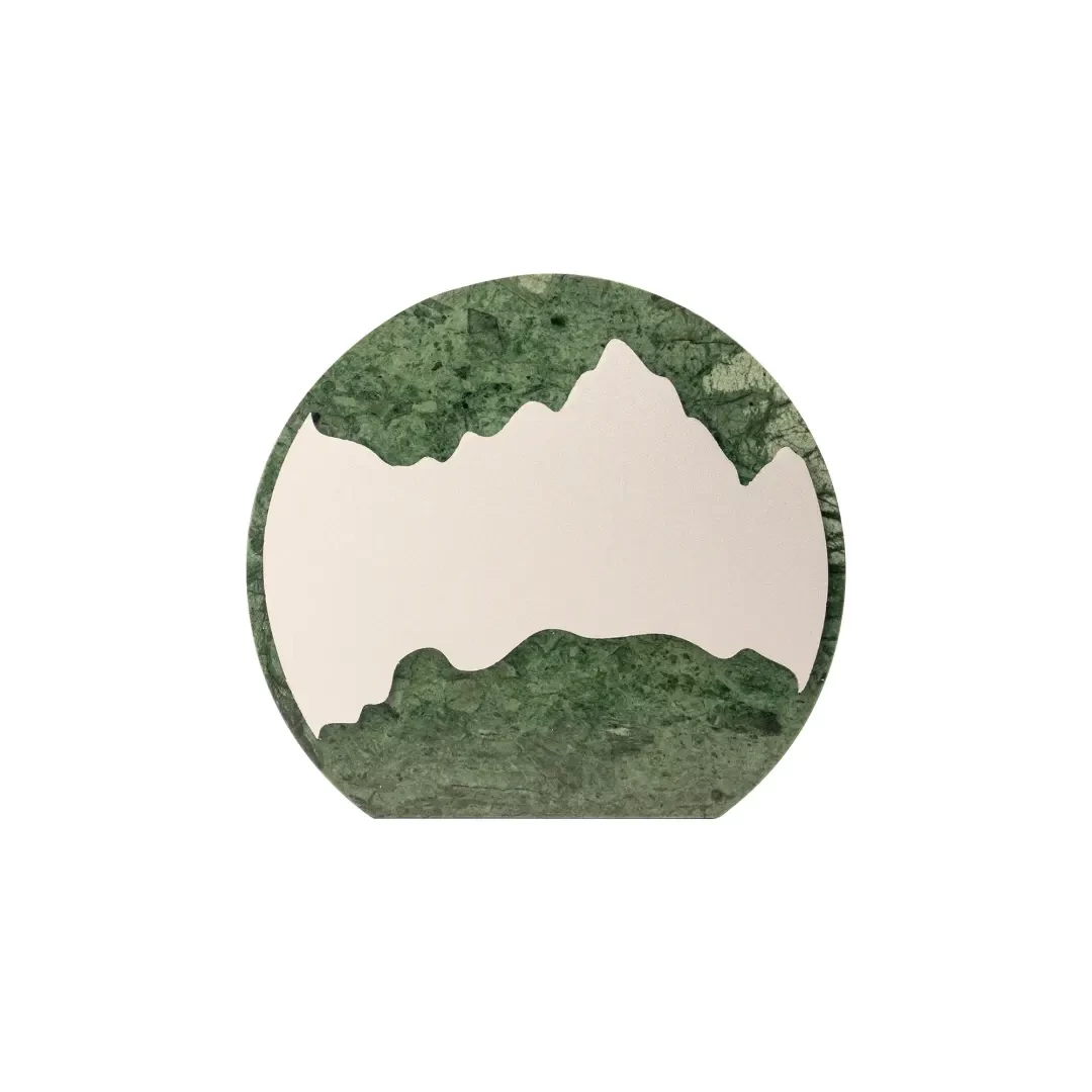 Green Stone Round Plaque Award With Metal Plate