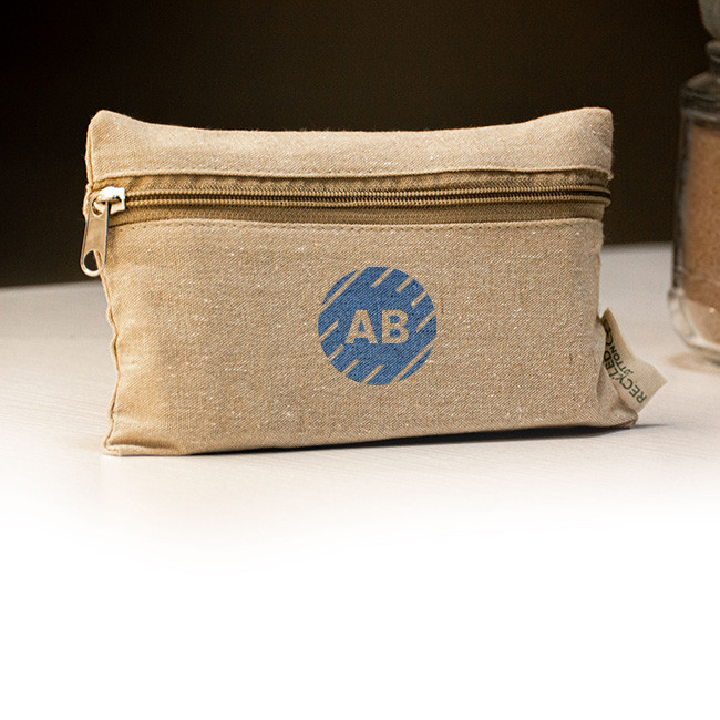 Recycled Cotton Pouch with front zipper