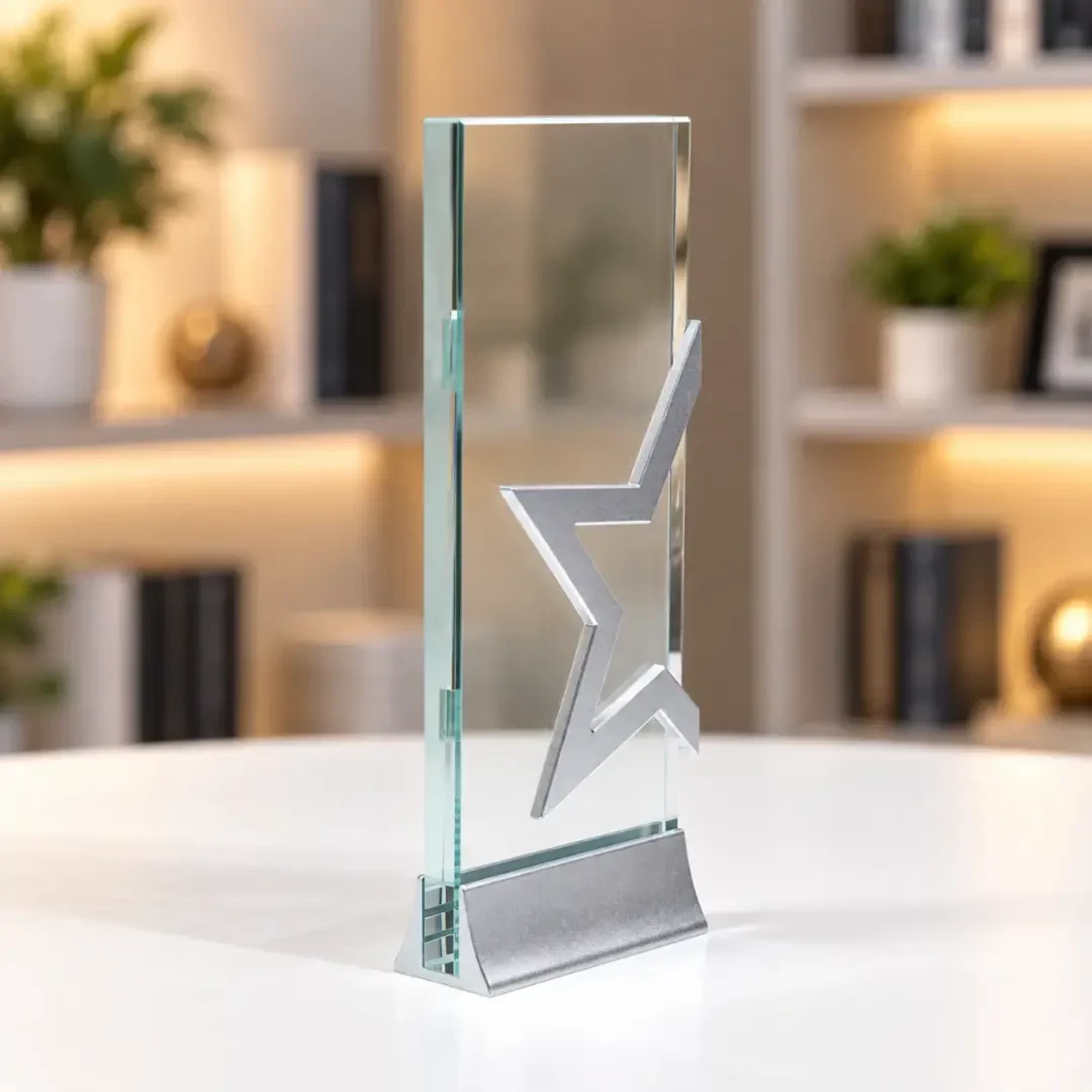Silver Star Geometric Crystal Award