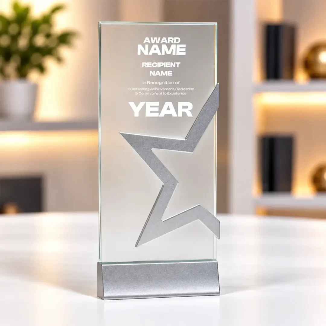 Silver Star Geometric Crystal Award