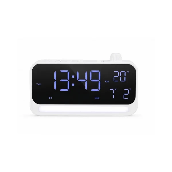 TIME BEAT White | Bluetooth 5.4 Speaker with Digital Alarm Clock & Calendar Display