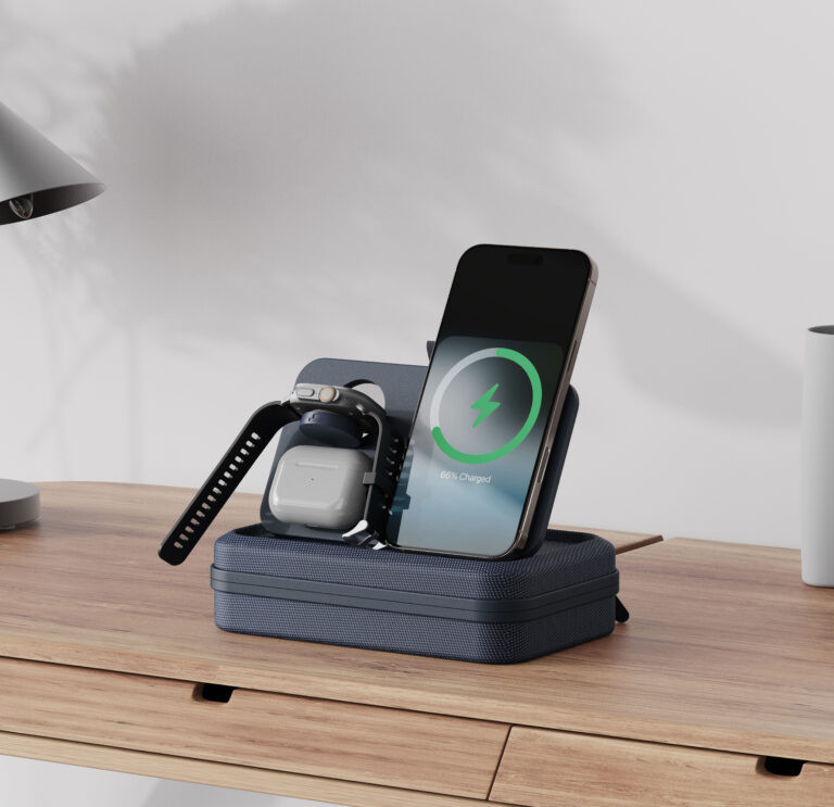 Tech Organizer | 3-in-1 Charging Travel Case with Built-In MagSafe Wireless Charger