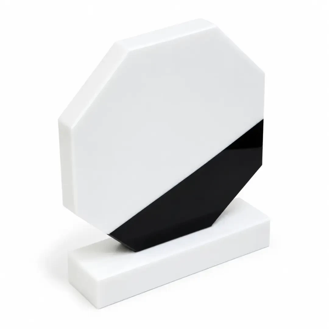 White Marble Octagonal Crystal Award