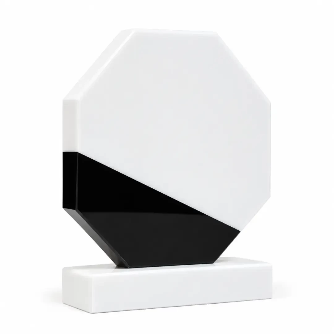 White Marble Octagonal Crystal Award