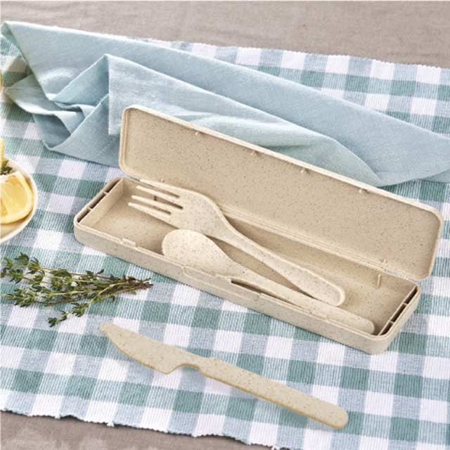 eco-neutral 3 Pcs Wheat Straw Cutlery Set