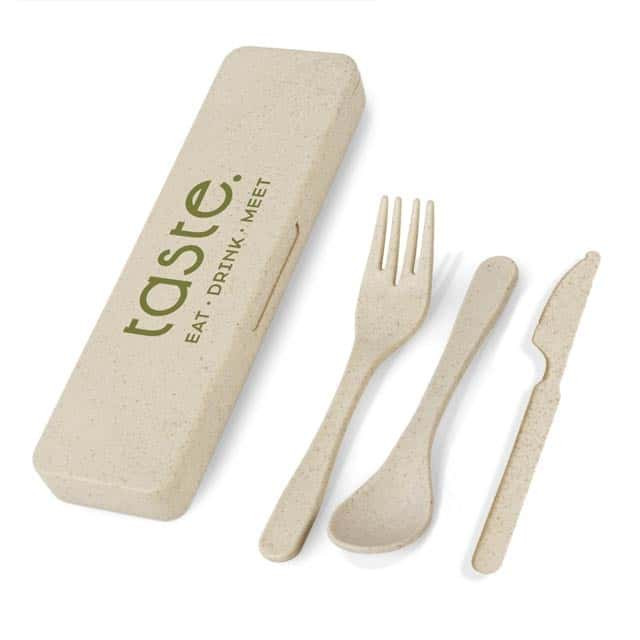 eco-neutral 3 Pcs Wheat Straw Cutlery Set