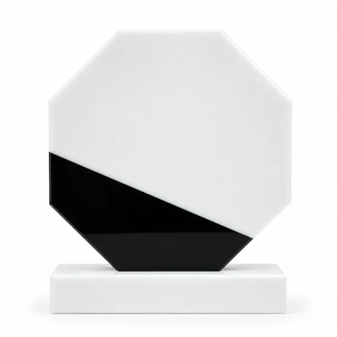 White Marble Octagonal Crystal Award