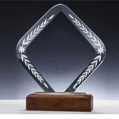Square Trophy With Wooden Base