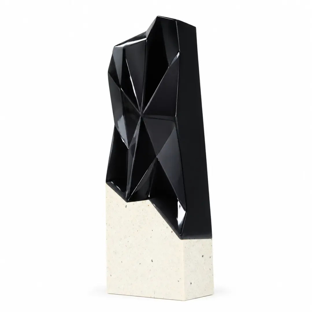 Black Faceted Prism Crystal Award Black